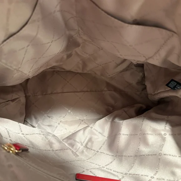 Michael Kors Red and Brown Tote Bag with Monogram Print - Picture 3 of 3